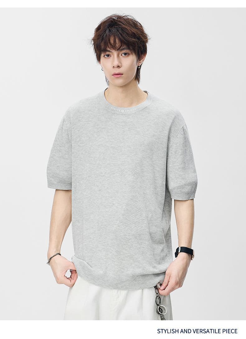 오래된 돈 바람 아마 오래된 돈 바람 단색 라운드 넥 일본식 레트로 무거운 여름 새로운 티셔츠 다용도 캐주얼 상세 이미지 10