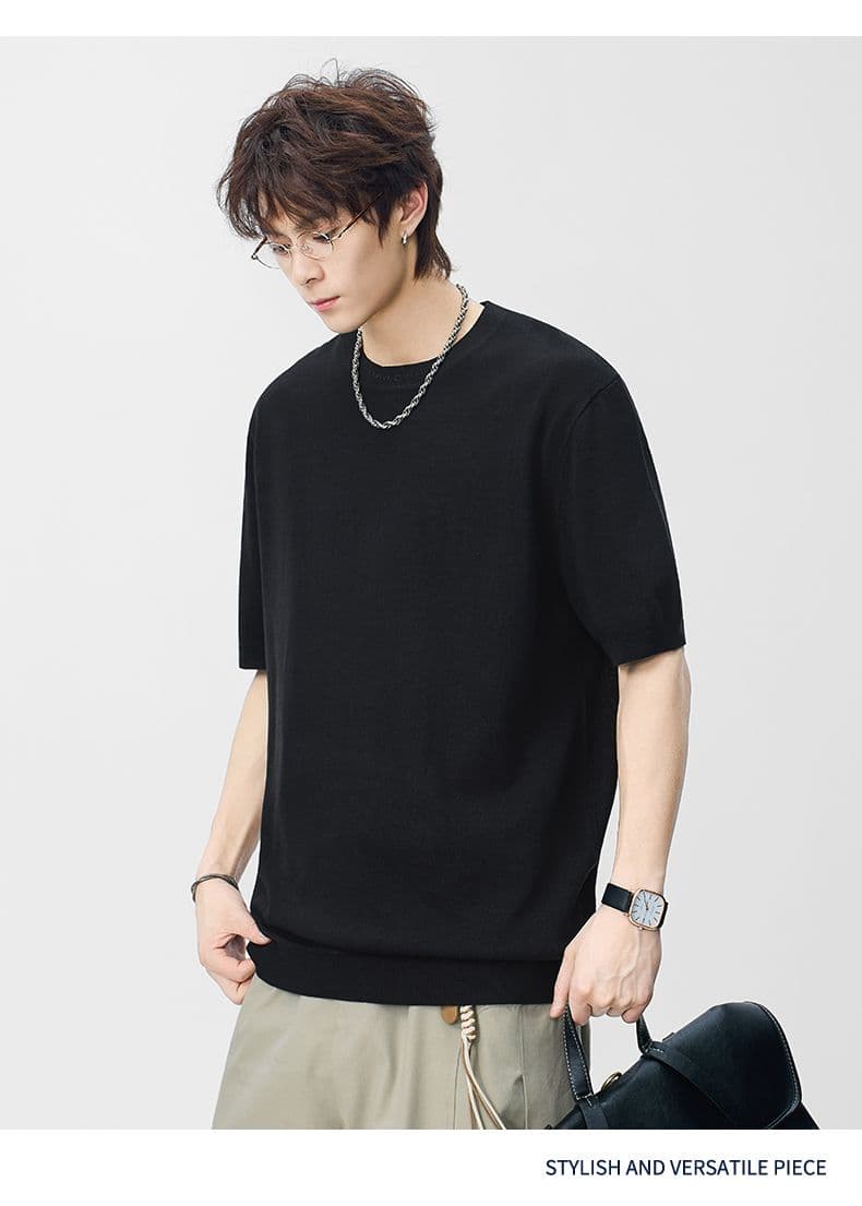 오래된 돈 바람 아마 오래된 돈 바람 단색 라운드 넥 일본식 레트로 무거운 여름 새로운 티셔츠 다용도 캐주얼 상세 이미지 17