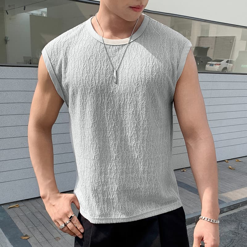 실사 2026 여름 새로운 고급 센스 질감 곡물 민소매 통기성 라운드 넥 도루 가을 센스 다용도 어깨 조끼 이미지 3