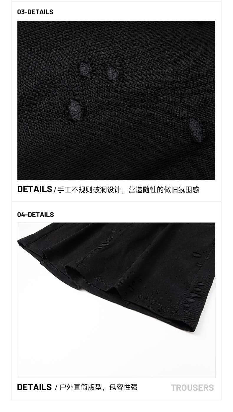 실사 여름 조수 브랜드 찢어진 부분 니트 반바지 남자 루즈핏 스트레이트 오부 바지 운동 캐주얼 다용도 잘 생긴 반바지 상세 이미지 18