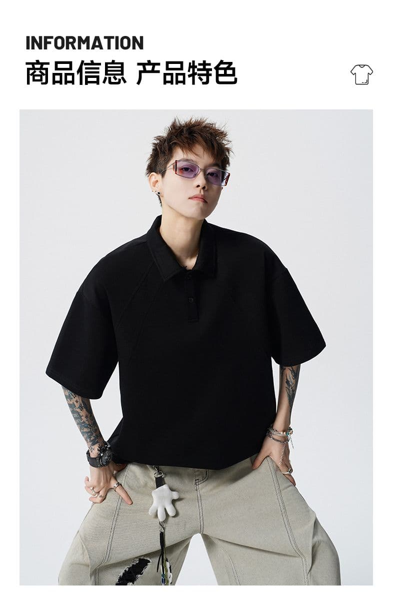 실사 여름 새로운 남자 바 면 POLO 셔츠 반팔 티셔츠 남자 미니멀리즘 패치워크 구조 섹션 캐주얼 폴로 칼라 동정 상세 이미지 8