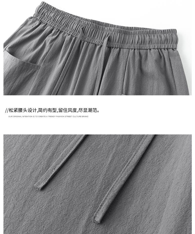 실사 2026 여름 새로운 아메리칸 넓은 다리 순면 8 점 바지 남자 얇은 스타일 통기성 루즈핏 도루 센스 캐주얼 바지 상세 이미지 7