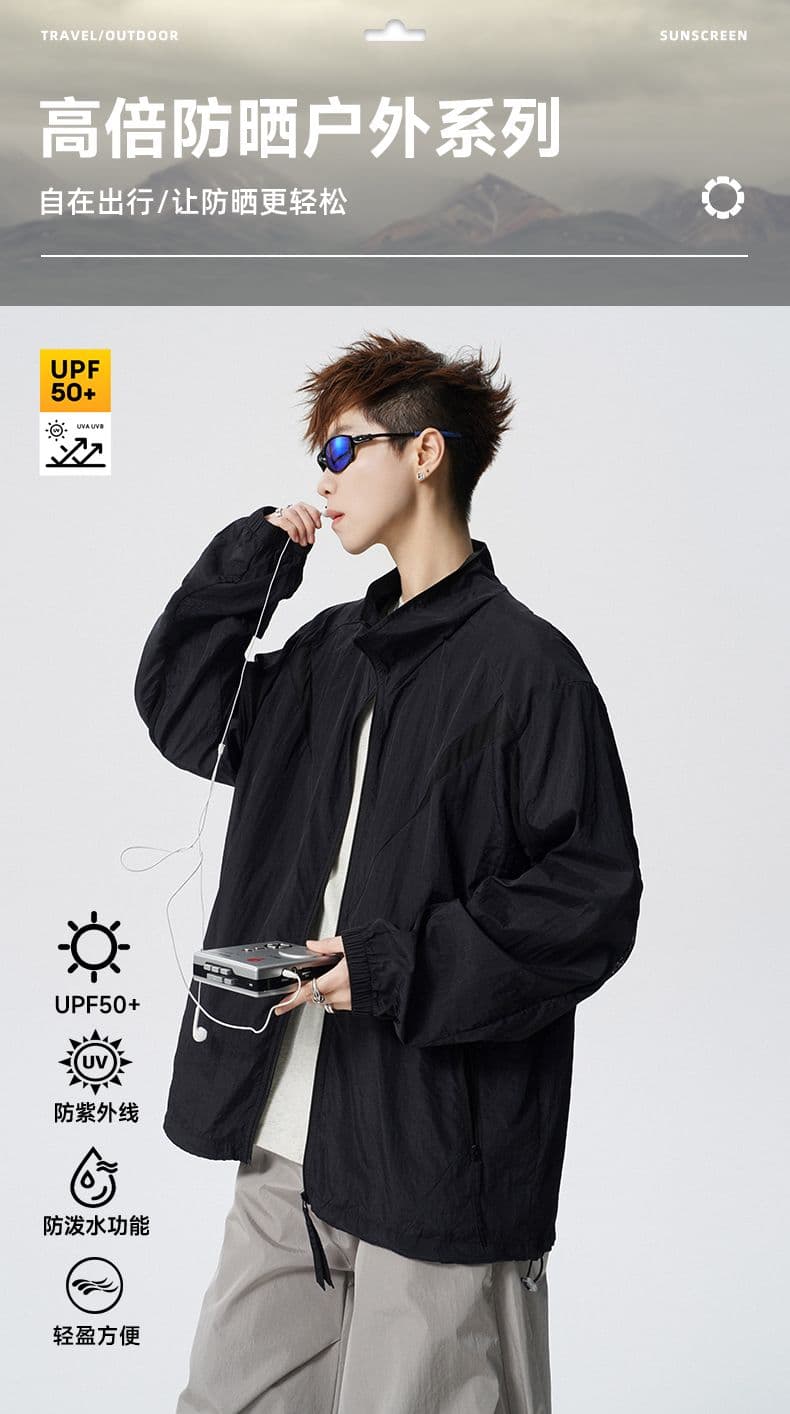 실사 2026 여름 새로운 자외선 차단 옷 upf50+ 스탠드 칼라 야외 스포츠 여행 커플 트렌드 자외선 차단 상세 이미지 1