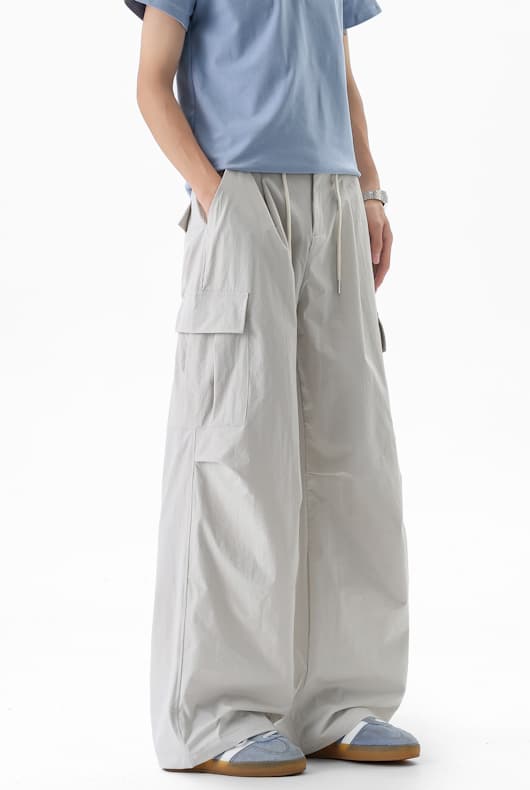 실사 여름 얇은 스타일 저항 주름 워크웨어 낙하산 병 바지 중성 섹션 루즈핏 넓은 다리 스트레이트 캐주얼 야외 스포츠 긴 바지 상세 이미지 22