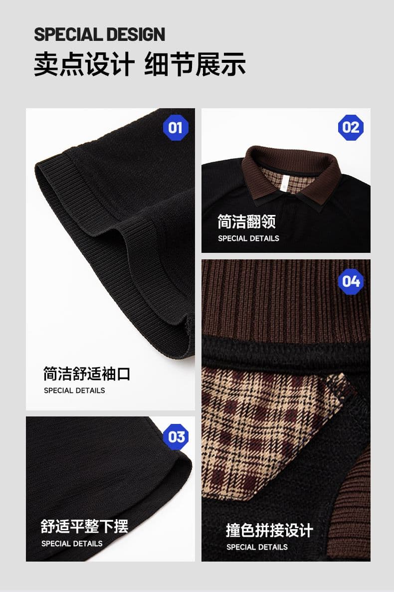 실사 여름 새로운 polo 반팔 티셔츠 율동 그리드 원단 210gv 칼라 트렌드 편안함 루즈핏 배색 패치워크 상세 이미지 5