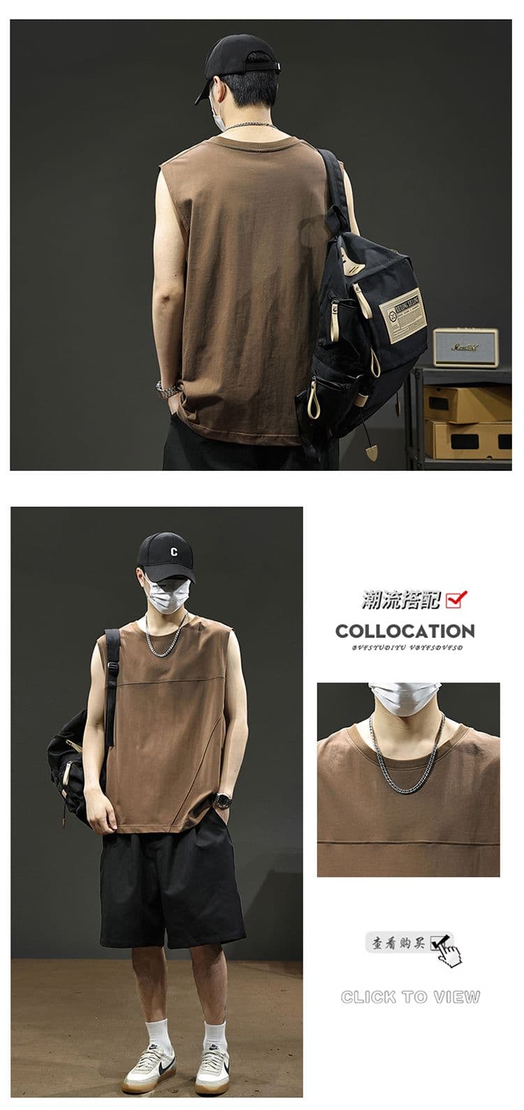 실사 2026 여름 새로운 차가운 센스 기술 면 조끼 남자 루즈핏 다용도 빅 사이즈 순면 민소매 티셔츠 상세 이미지 6