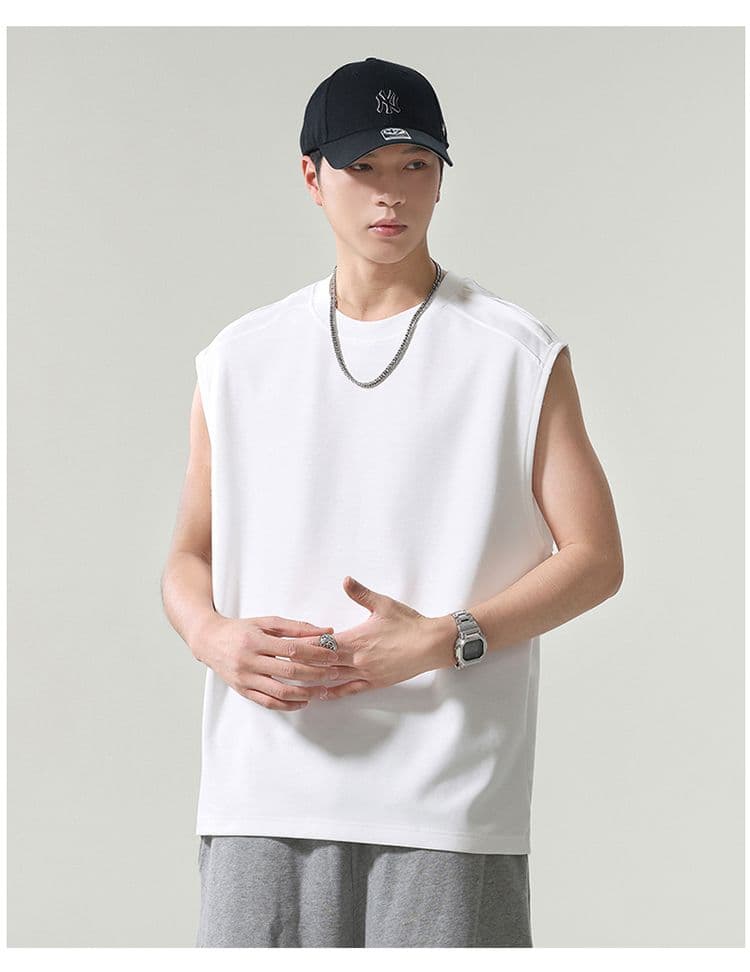 실사 여름 모달 젤리 면 차가운 센스 7a 항균 조끼 남자 루즈핏 다용도 통기성 빅 사이즈 어깨 조끼 상세 이미지 16