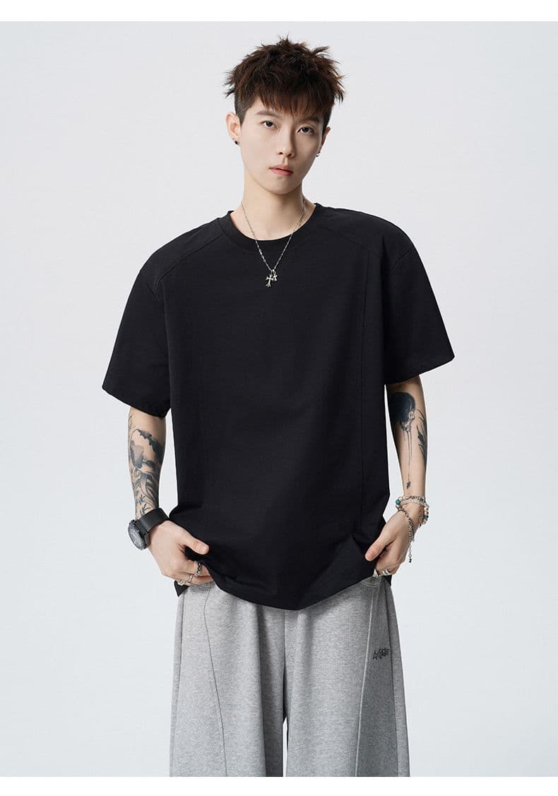 실사 여름 새로운 반팔 티셔츠 속도 건조한 기능 유형 운동 다용도 루즈핏 트렌드 일본식 단색 반팔 티셔츠 상세 이미지 21