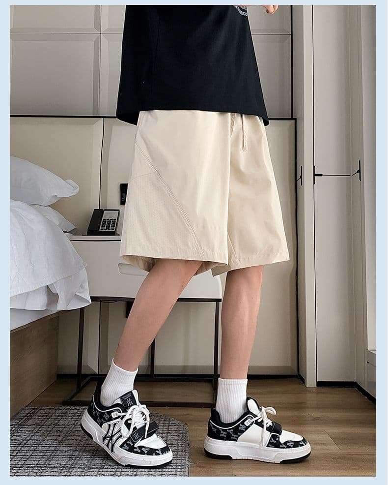 실사 여름 새로운 펀칭 반바지 남자 외출용 운동 캐주얼 바지 패치워크 루즈핏 속도 건조한 오부 바지 남자 상세 이미지 11