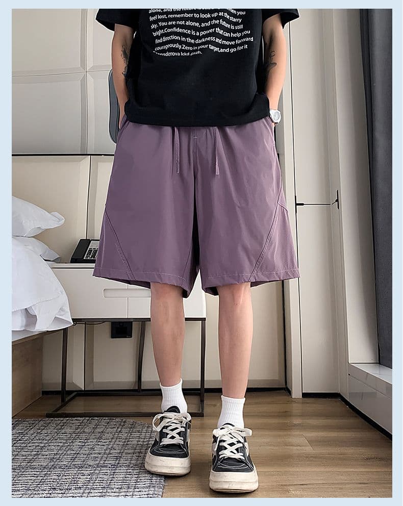실사 여름 새로운 펀칭 반바지 남자 외출용 운동 캐주얼 바지 패치워크 루즈핏 속도 건조한 오부 바지 남자 상세 이미지 12