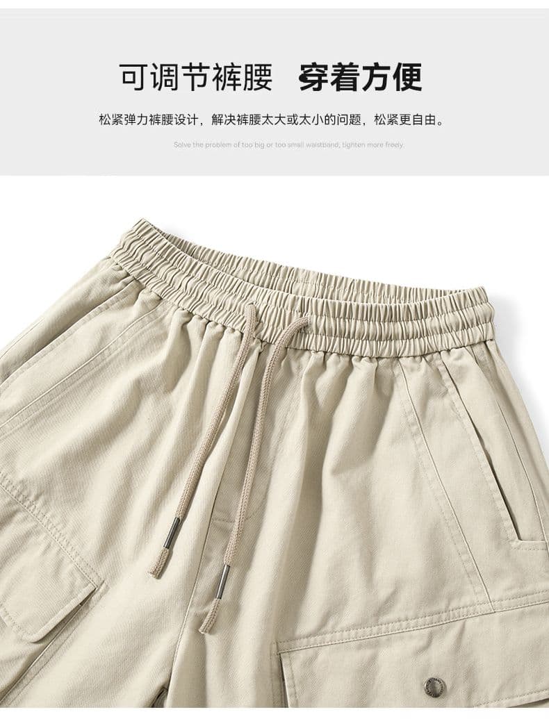 실사 여름 새로운 아메리칸 조수 브랜드 산계 빅 포켓 면 100% 워시 물 워크웨어 반바지 남자 편안함 5 점 바지 상세 이미지 8