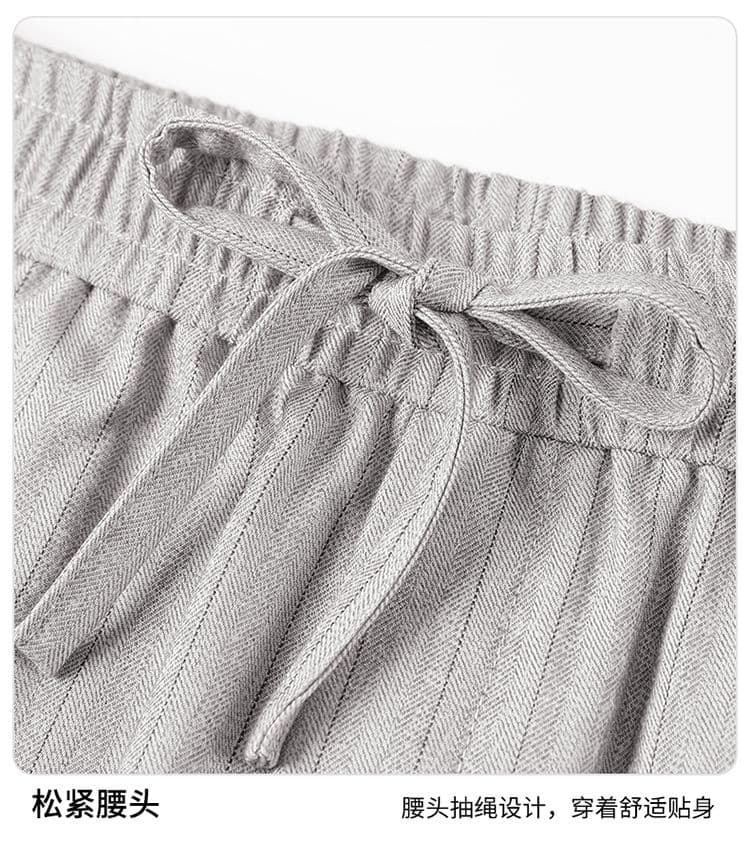 실사 여름 새로운 오래된 돈 바람 혼방 더블 색상 질감 센스 스트라이프 루즈핏 모통이 칼 7 점 슬랙스 캐주얼 바지 남자 상세 이미지 22