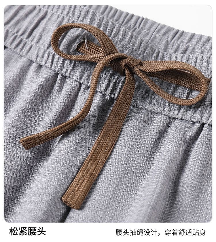 실사 여름 새로운 오래된 돈 바람 자수 모방 마 센스 더블 색상 질감 센스 루즈핏 스트레이트 얼음 실크 캐주얼 바지 남자 상세 이미지 22