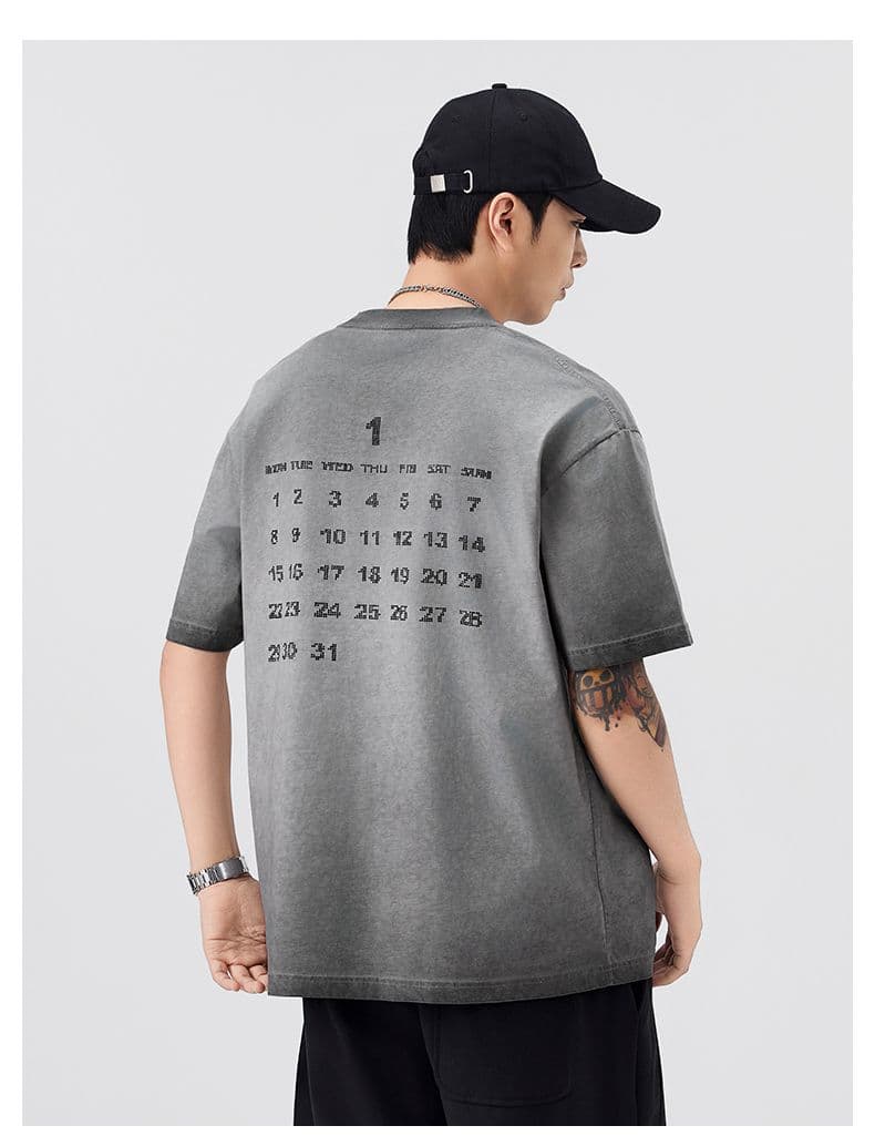 실사 여름 새로운 조수 브랜드 홀치기 염색 라운드 넥 티셔츠 남자 다용도 미니멀리즘 루즈핏 편안함 면 100% 반팔 맨위 상세 이미지 9