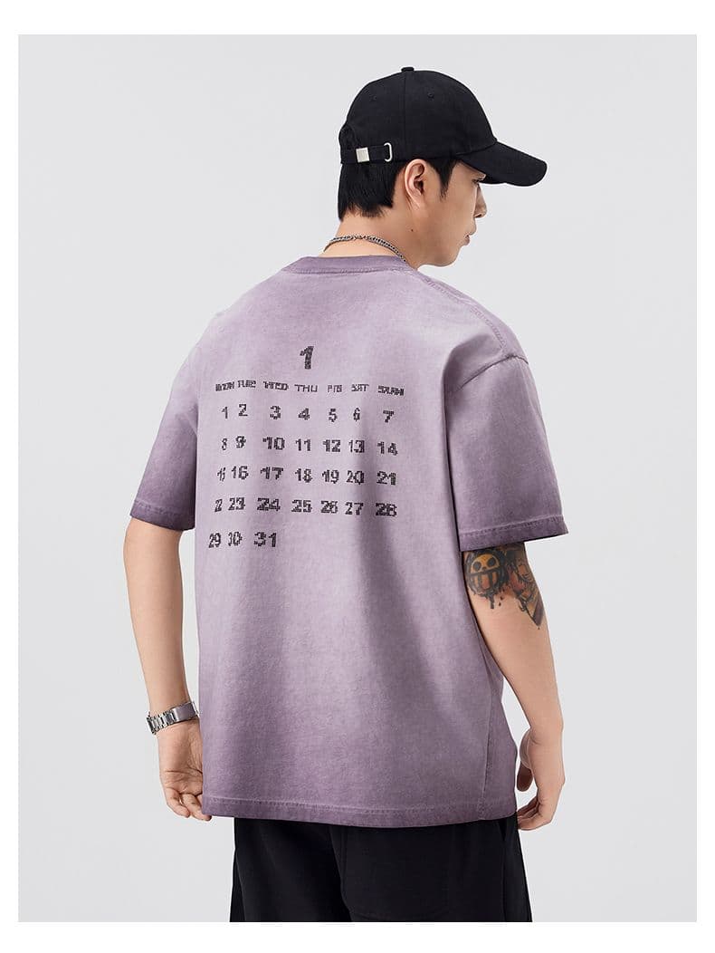 실사 여름 새로운 조수 브랜드 홀치기 염색 라운드 넥 티셔츠 남자 다용도 미니멀리즘 루즈핏 편안함 면 100% 반팔 맨위 상세 이미지 12