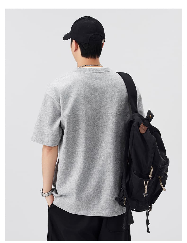실사 여름 새로운 트렌드 페이크 레이어드 반팔 티셔츠 남자 루즈핏 다용도 하프 지퍼 디자인 신축성 편안함 티셔츠 상세 이미지 9