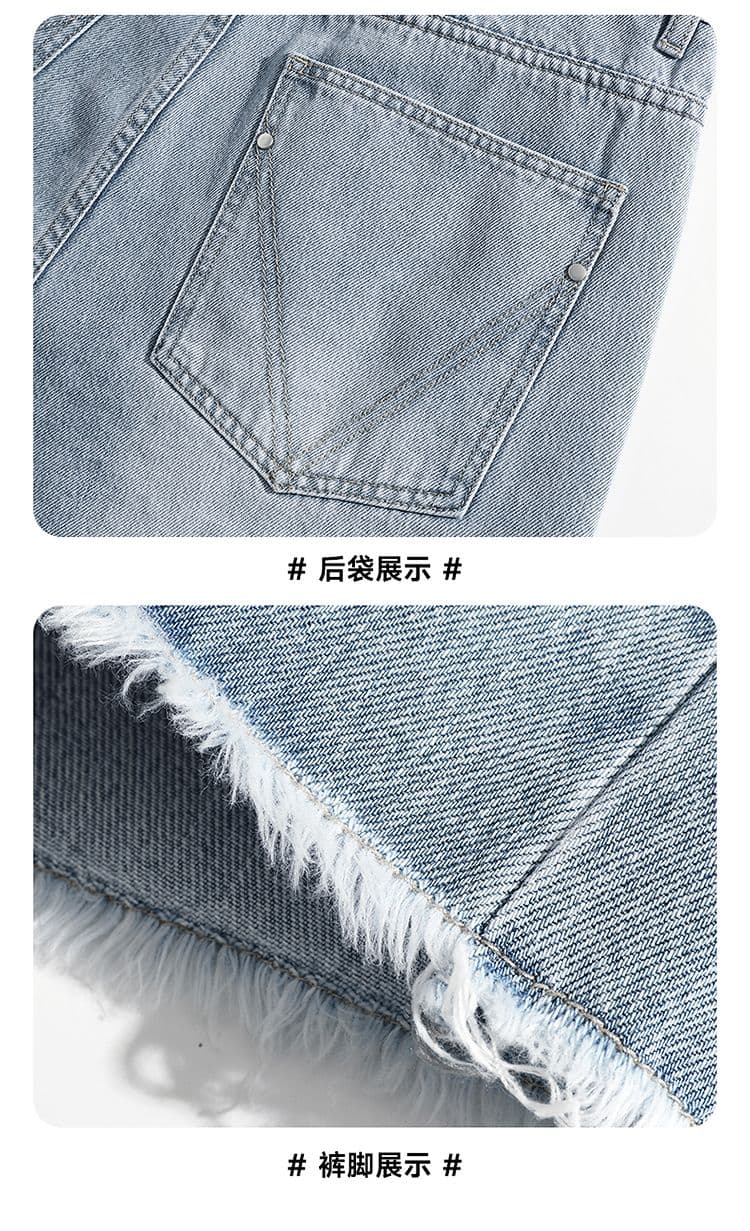 실사 아메리칸 조수 브랜드 거친 가장자리 워싱 데님 반바지 남자 높음 거리 레트로 마 오래된 캐주얼 바지 오부 바지 상세 이미지 19