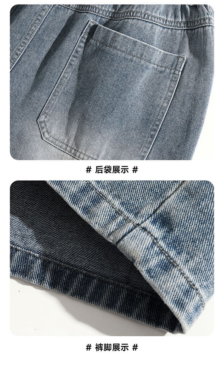 실사 아메리칸 레트로 디자인 센스 워싱 데님 반바지 남자 여름 높음 거리 조수 브랜드 루즈핏 스트레이트 넓은 다리 7부 바지 상세 이미지 19