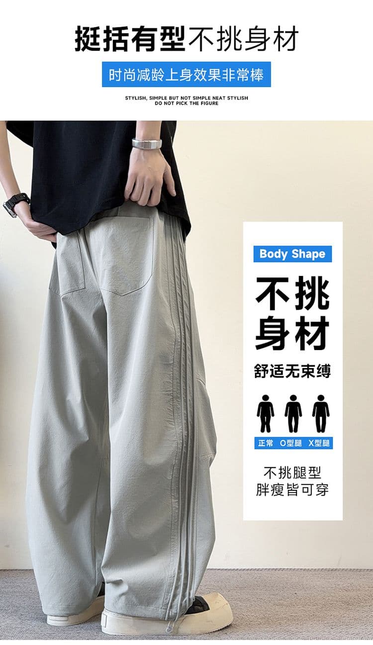 실사 아메리칸 주름 스트라이프 펌프 로프 모통이 칼 캐주얼 바지 남자 여름 조수 브랜드 레트로 센스 다용도 캐주얼 속도 건조한 바지 상세 이미지 2