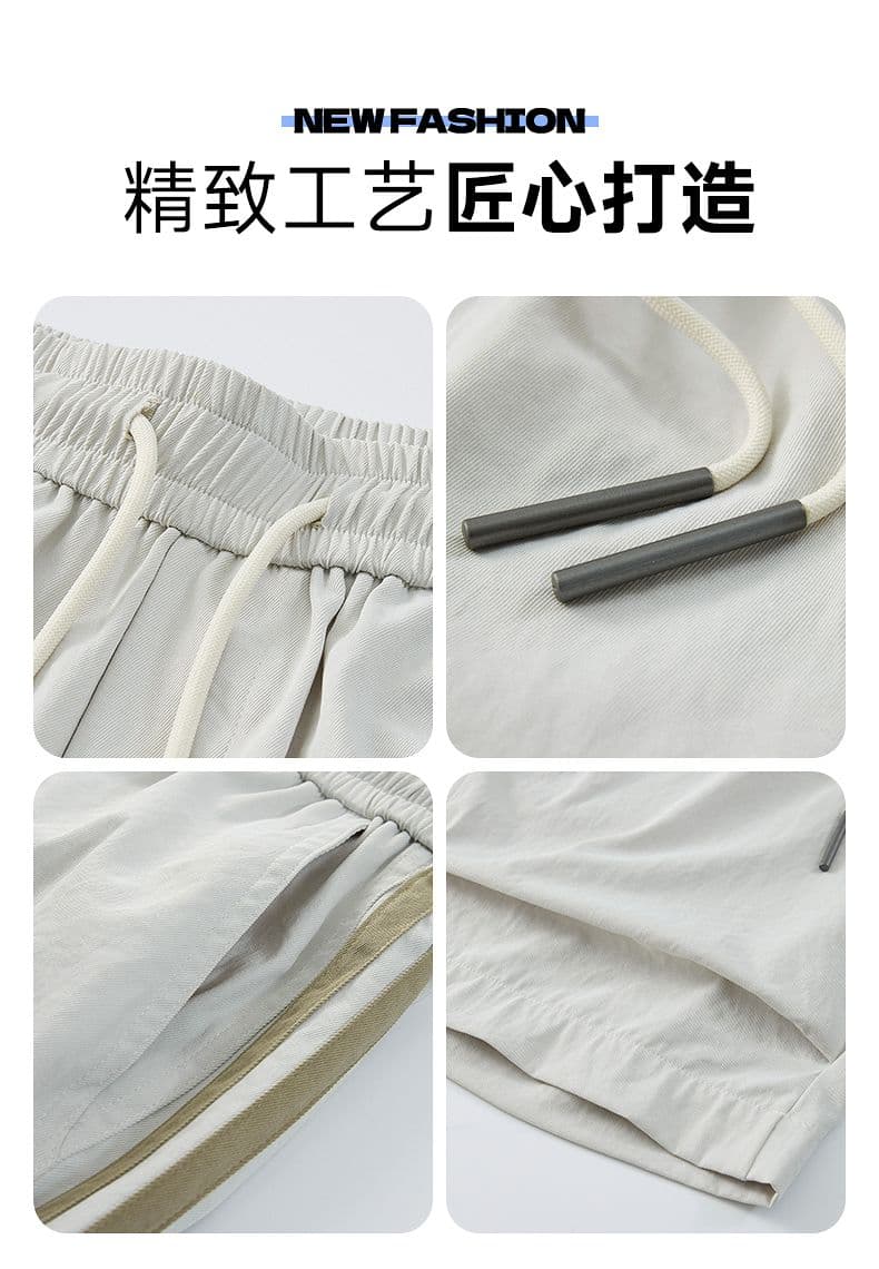 실사 여름 새로운 아메리칸 트렌드 얼음 실크 반바지 남성 워크웨어 오부 바지 루즈핏 캐주얼 운동 반바지 상세 이미지 5