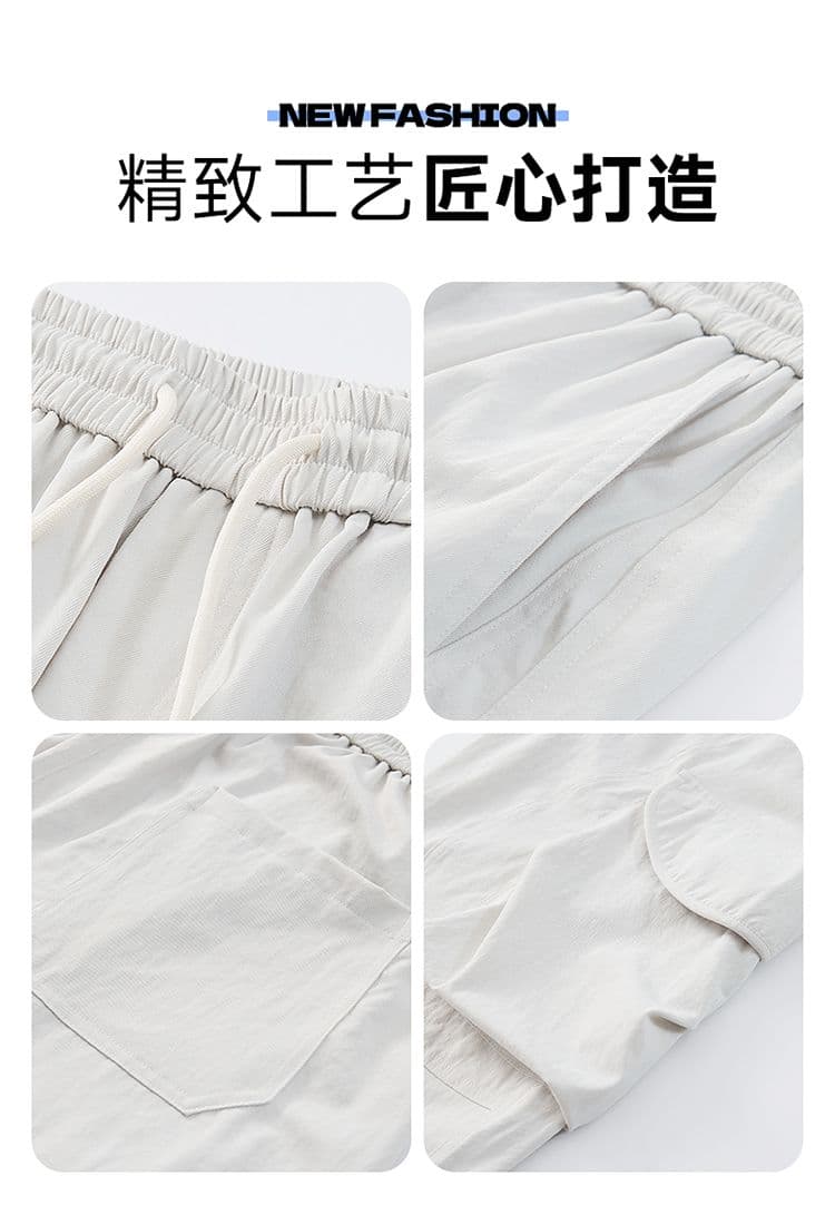 실사 아메리칸 cleanfit 루즈핏 넓은 다리 모통이 칼 캐주얼 바지 남자 여름 고급 센스 다용도 워크웨어 팬츠 트렌디 상세 이미지 5