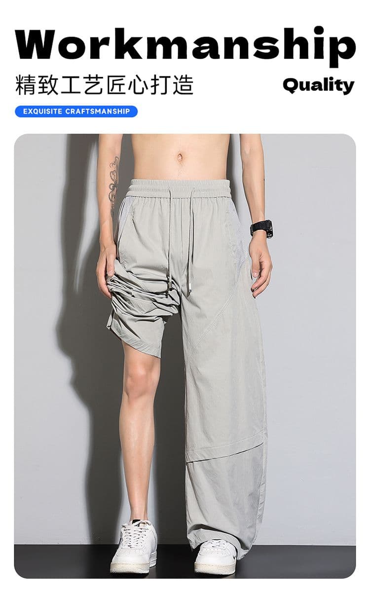 실사 아메리칸 cleanfit 루즈핏 넓은 다리 모통이 칼 바지 남자 여름 고급 센스 다용도 캐주얼 바지 트렌디 상세 이미지 4