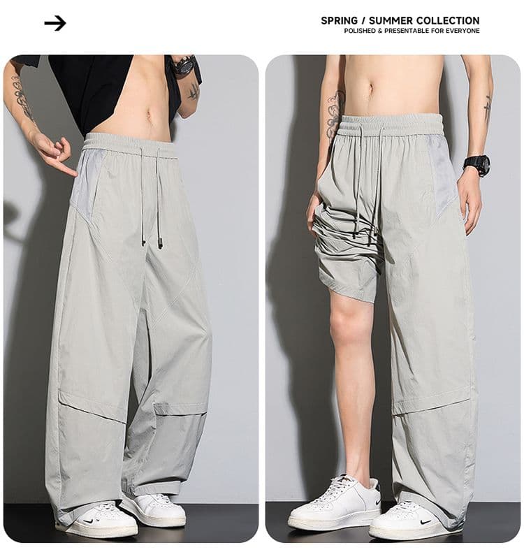 실사 아메리칸 cleanfit 루즈핏 넓은 다리 모통이 칼 바지 남자 여름 고급 센스 다용도 캐주얼 바지 트렌디 상세 이미지 19