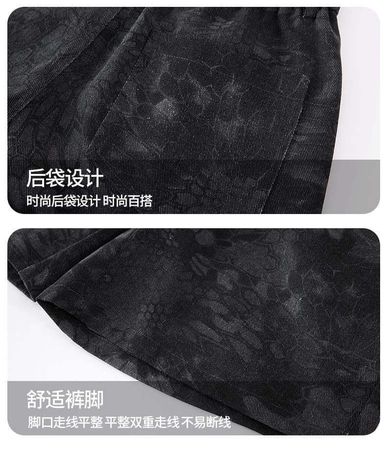 실사 2026 여름 새로운 얼음 실크 카모플라주 캐주얼 오부 바지 남자 루즈핏 다용도 하프 허리밴드 반바지 상세 이미지 12