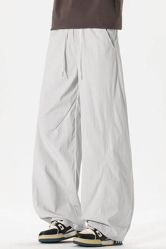 실사 여름 새로운 얼음 실크 속도 건조한 조수 브랜드 모통이 칼 바지 명중 Pleat 캐주얼 바지 남자 루즈핏 다용도 허리밴드 이미지 6