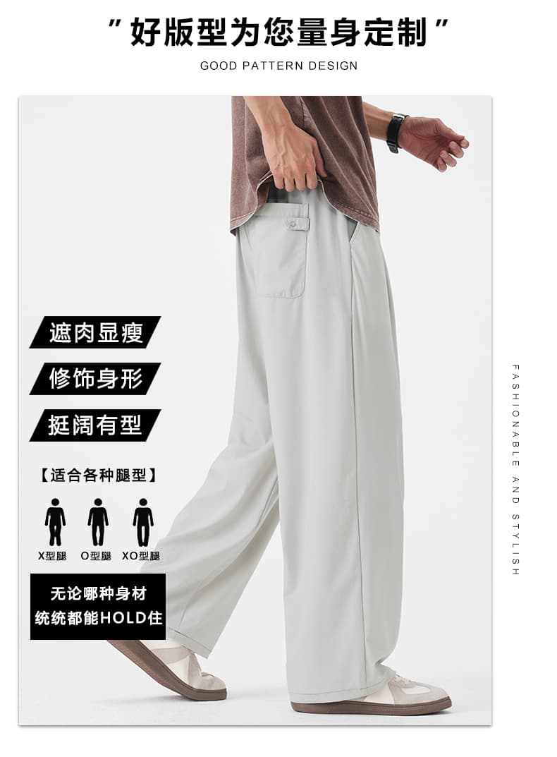 실사 여름 새로운 얼음 실크 나일론 사면 신축 스트레이트 캐주얼 바지 남자 루즈핏 다용도 속도 건조한 운동 바지 상세 이미지 2