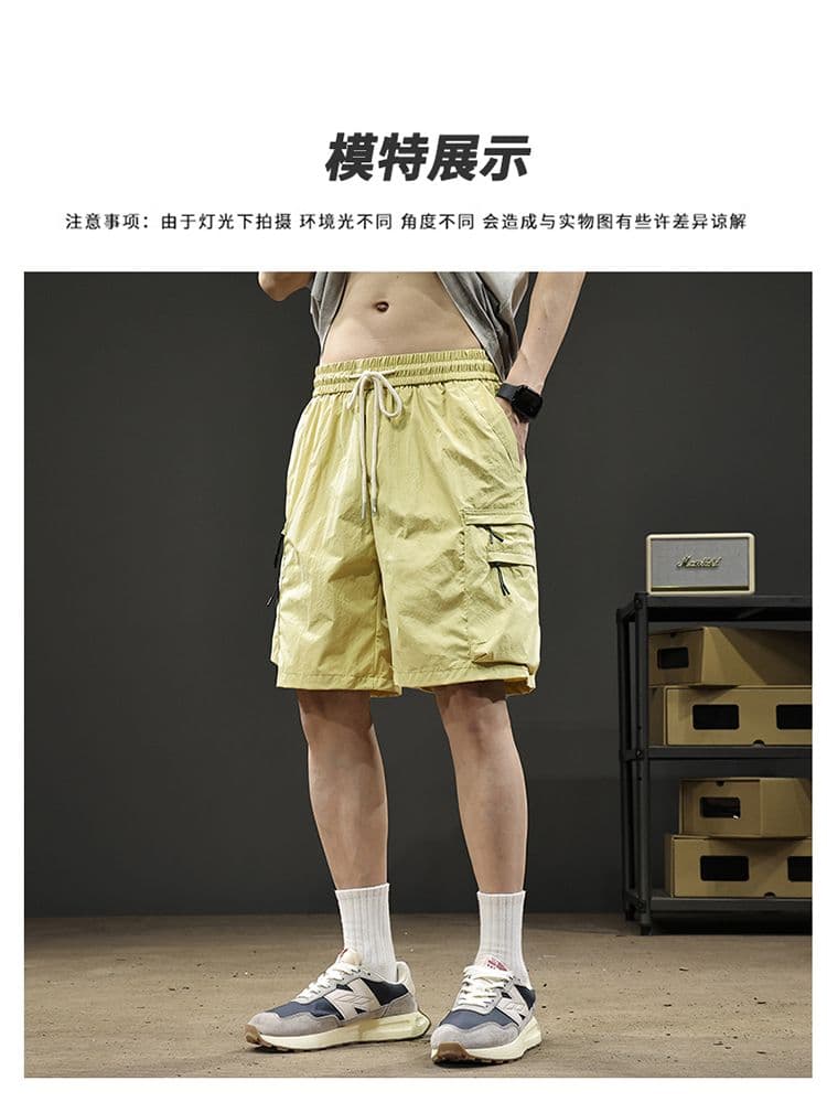 실사 여름 얼음 센스 루즈핏 편안함 워크웨어 반바지 남자 속도 건조한 산계 5 점 반바지 상세 이미지 6