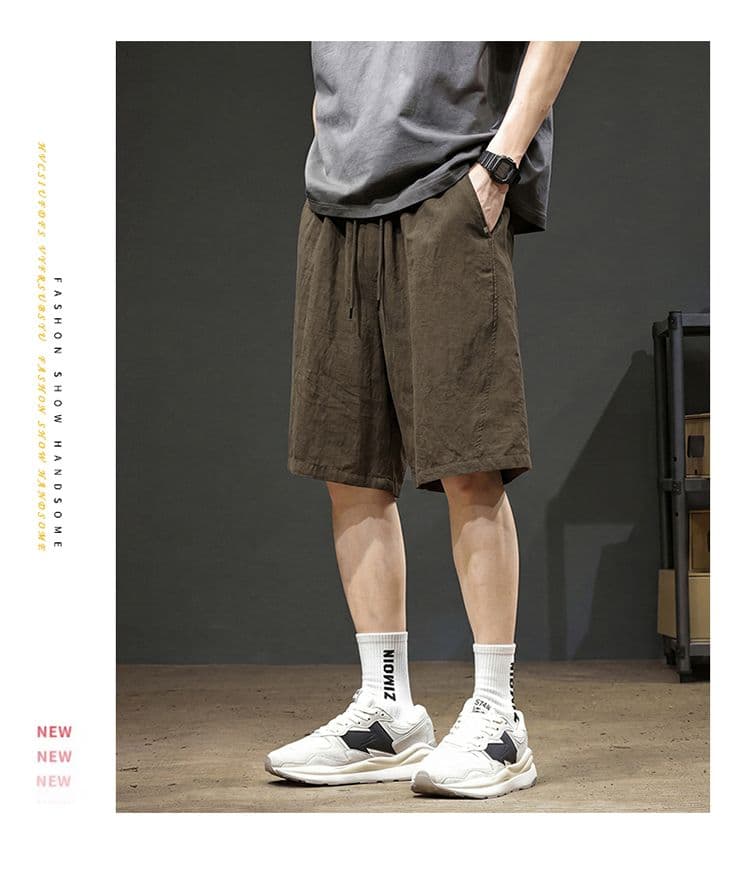 실사 여름 새로운 주간 실크 아마 라이 경기 서울 허리밴드 펌프 로프 반바지 남자 통기성 차가운 센스 편안함 오부 바지 상세 이미지 12