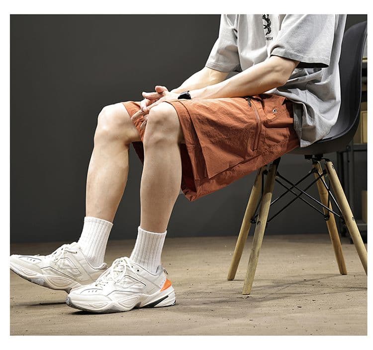 실사 여름 얇은 스타일 얼음 실크 반바지 남자 아메리칸 워크웨어 팬츠 스트레이트 넓은 다리 오부 바지 남자 상세 이미지 14