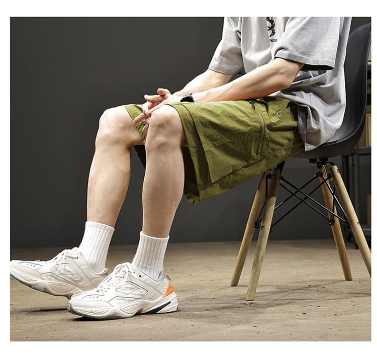실사 여름 얇은 스타일 얼음 실크 반바지 남자 아메리칸 워크웨어 팬츠 스트레이트 넓은 다리 오부 바지 남자 상세 이미지 24