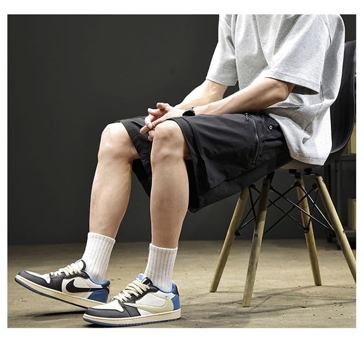 실사 여름 얇은 스타일 얼음 실크 반바지 남자 아메리칸 워크웨어 팬츠 스트레이트 넓은 다리 오부 바지 남자 상세 이미지 29