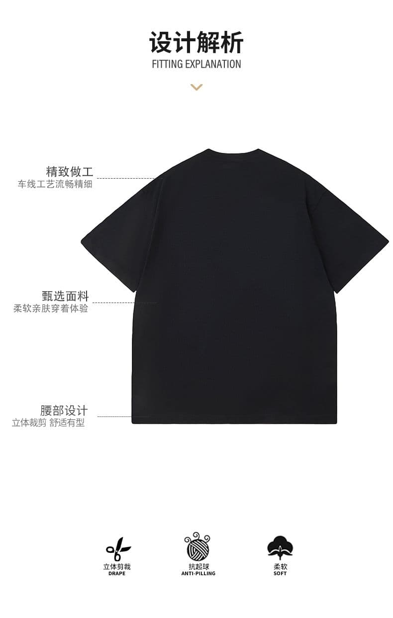 실사 여름 새로운 아메리칸 조수 브랜드 프린트 무거운 면 100% 반팔 티셔츠 남자 루즈핏 다용도 풀오버 맨위 상세 이미지 4