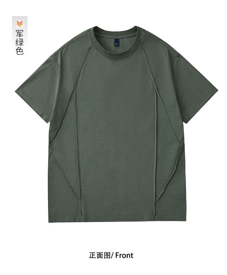 실사 아메리칸 레트로 조수 브랜드 순면 무거운 워싱 반팔 티셔츠 남자 여름 루즈핏 라운드 넥 구조 설계 섹션 상세 이미지 18