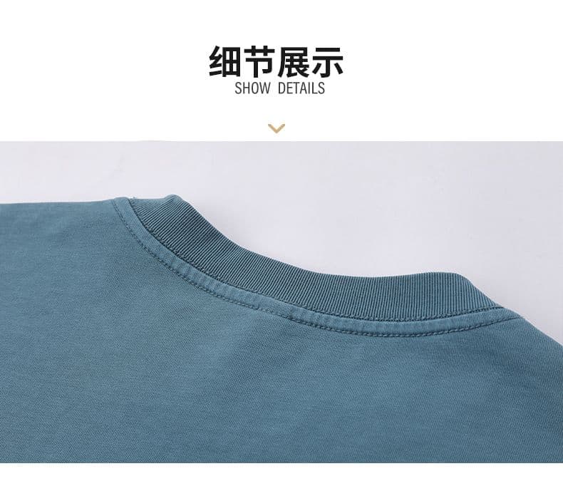 실사 아메리칸 레트로 조수 브랜드 순면 무거운 워싱 반팔 티셔츠 남자 여름 루즈핏 라운드 넥 구조 설계 섹션 상세 이미지 20