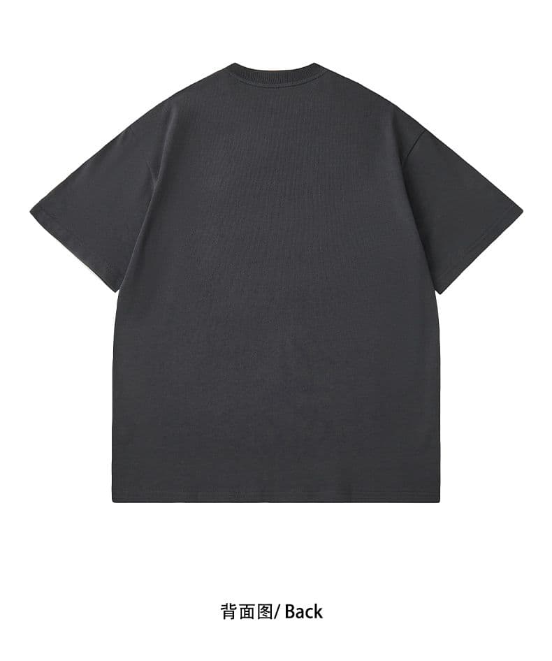 실사 여름 조수 브랜드 일본식 무거운 순면 반팔 티셔츠 남자 루즈핏 라운드 넥 캐주얼 반소매 미니멀리즘 맨위 상세 이미지 17