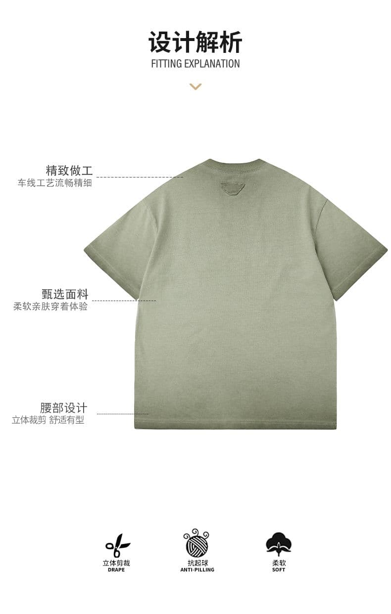 실사 여름 새로운 아메리칸 레트로 조수 브랜드 마 오래된 무거운 워싱 반팔 티셔츠 남자 루즈핏 라운드 넥 반소매 상세 이미지 4