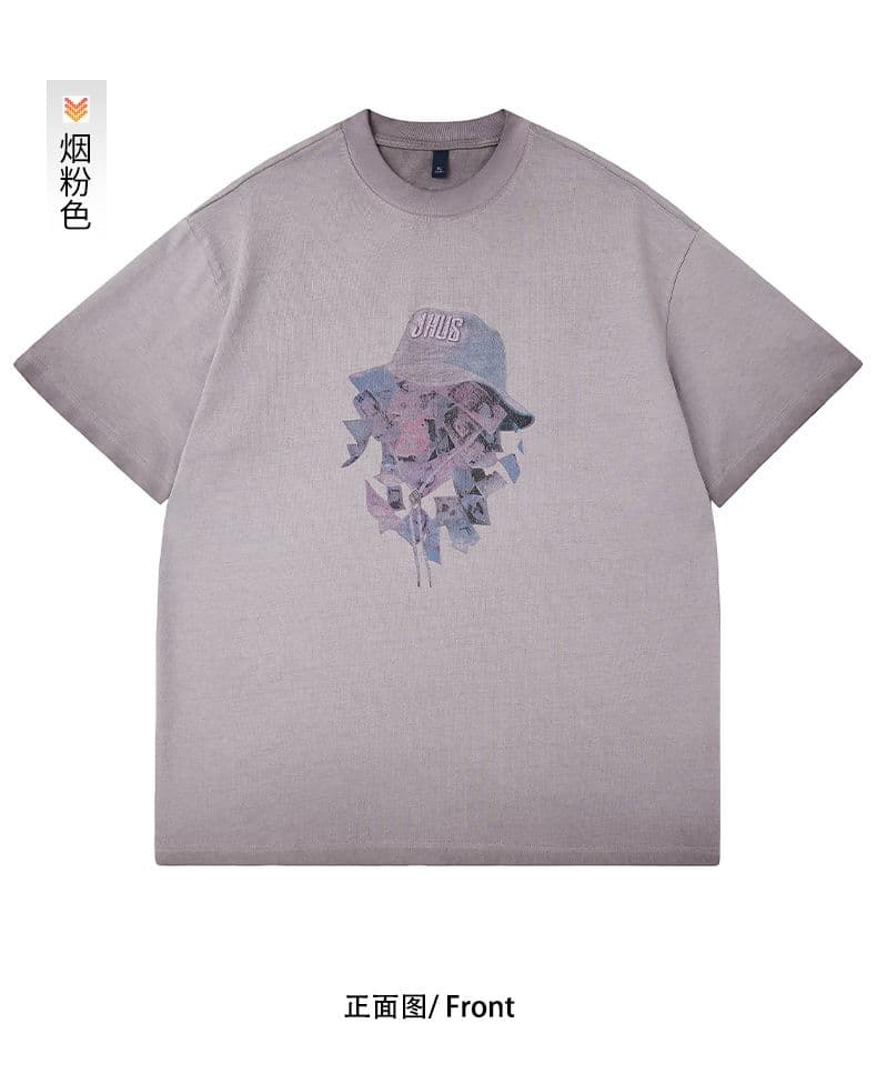 실사 여름 새로운 아메리칸 조수 브랜드 무거운 워싱 마 오래된 반팔 티셔츠 남자 루즈핏 라운드 넥 캐주얼 반소매 상세 이미지 18