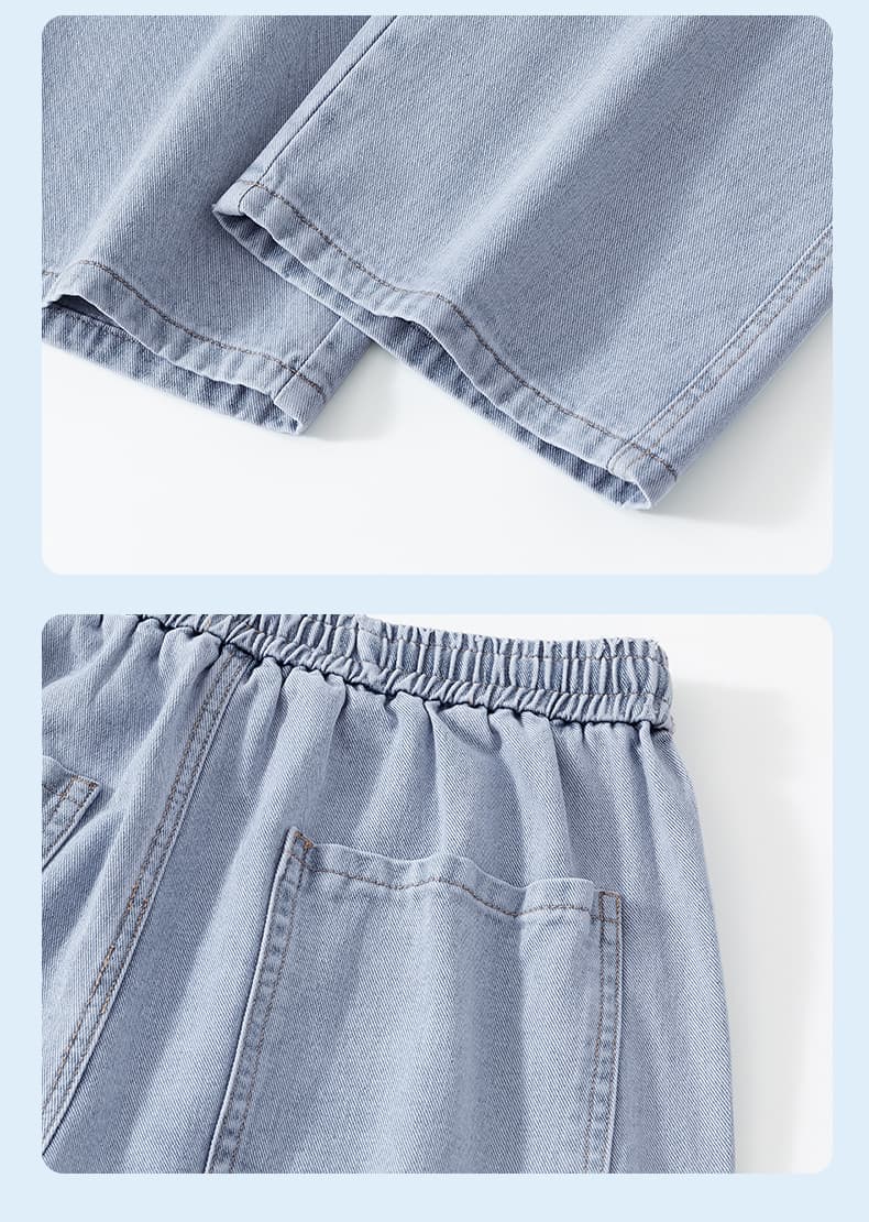 실사 가을 워크웨어 청바지 남자 3 차원 주머니 허리밴드 참나무 늑골 루즈핏 스트레이트 다용도 와이드 레그 팬츠 상세 이미지 20