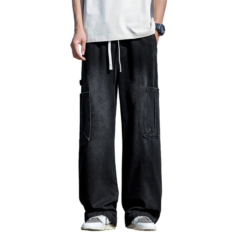 실사 섹션 워크웨어 청바지 남자 3 차원 빅 포켓 레트로 루즈핏 스트레이트 다용도 조수 브랜드 아메리칸 바지 이미지 5
