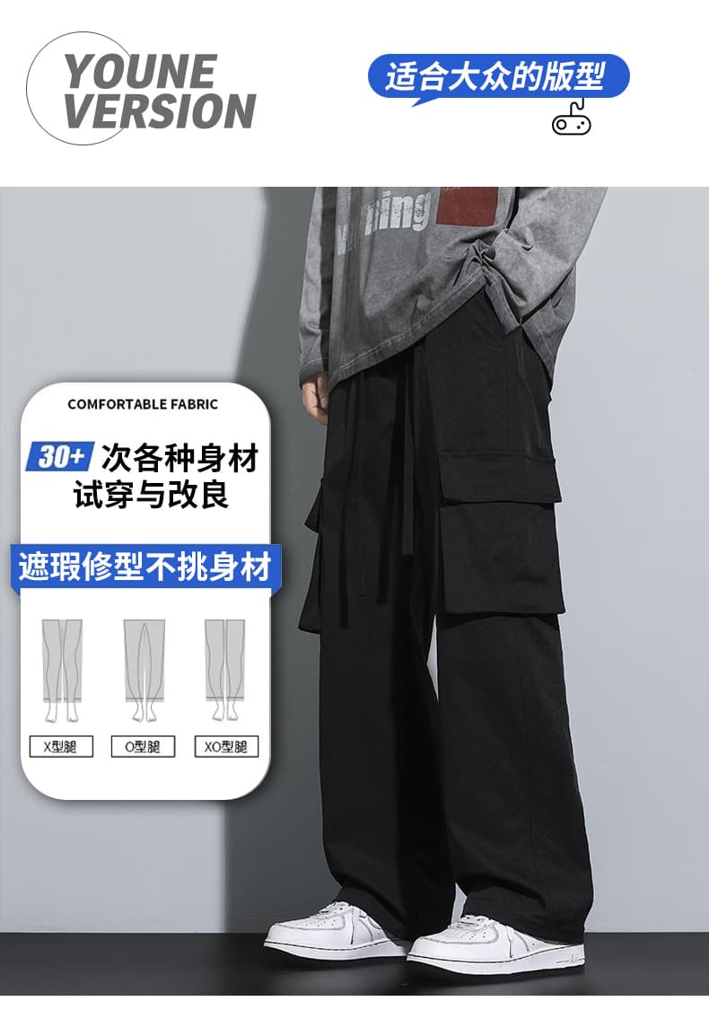 실사 가을 새로운 야외 기능 워크웨어 팬츠 남자 다용도 낙하산 병 바지 높음 거리 조수 브랜드 넓은 다리 캐주얼 바지 상세 이미지 1