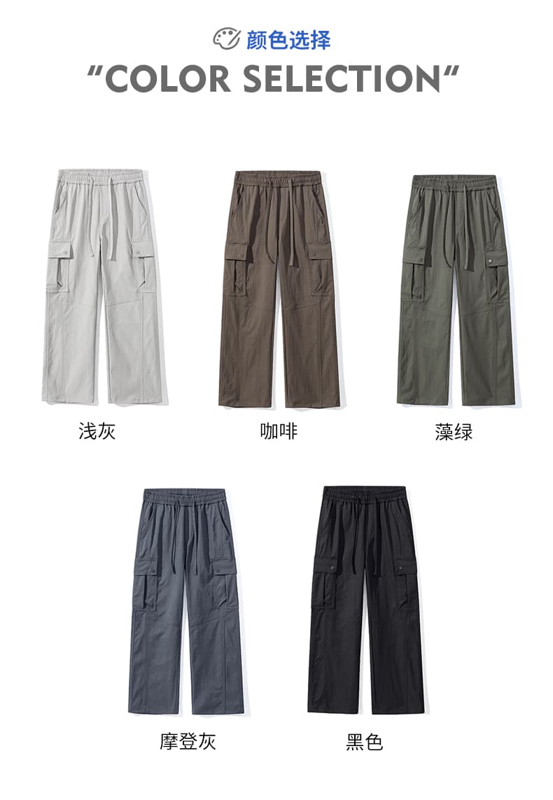 실사 가을 아메리칸 워크웨어 팬츠 아웃도어 팬츠 허리밴드 루즈핏 와이드 레그 팬츠 캐주얼 바지 스트레이트 팬츠 남자 상세 이미지 5