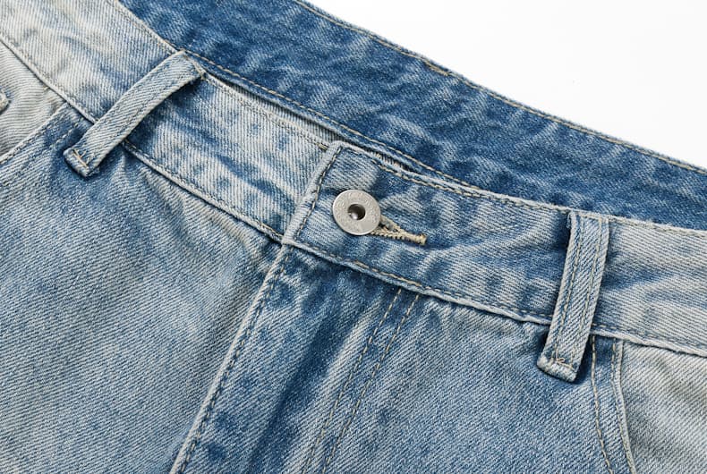 실사 아메리칸 워싱 마 오래된 주름 루즈핏 고양이 반드시 데님 7 점 바지 남녀 스트레이트 넓은 다리 6 점 반바지 상세 이미지 19