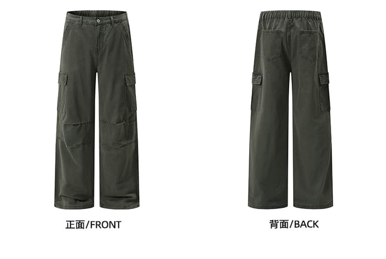 아메리칸 레트로 워시 퇴색 한 baggy 넓은 다리 워크웨어 팬츠 남녀 루즈핏 스트레이트 캐주얼 고급 센스 바닥 청소 롱 바지 상세 이미지 16