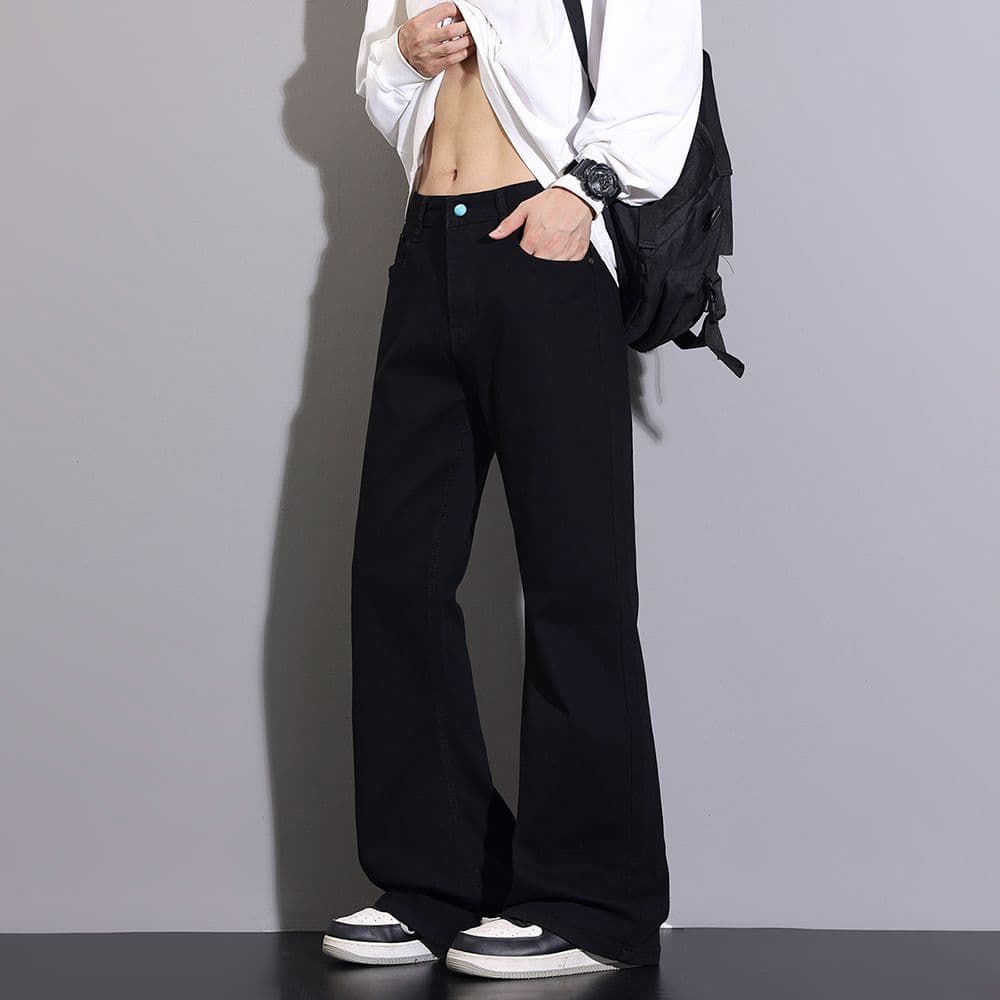 실사 아메리칸 조수 브랜드 작은 모통이 칼 검정색 청바지 디스플레이 가오 시안 다리 길이 부츠컷 캐주얼 워시 물 신축성 긴 바지 이미지 3