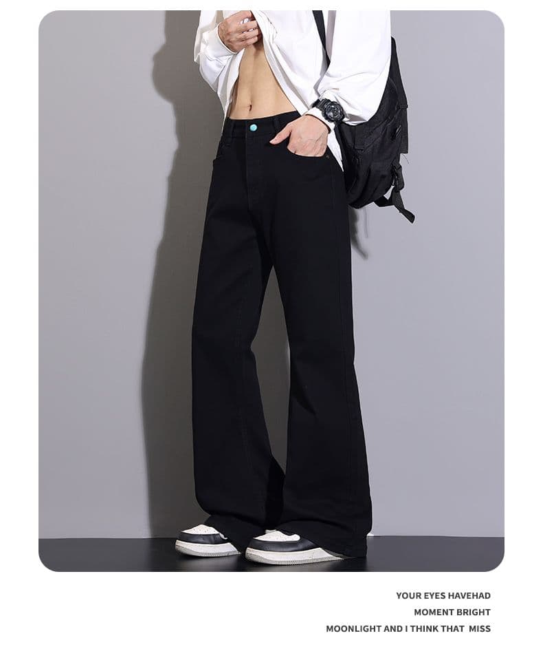 실사 아메리칸 조수 브랜드 작은 모통이 칼 검정색 청바지 디스플레이 가오 시안 다리 길이 부츠컷 캐주얼 워시 물 신축성 긴 바지 상세 이미지 7