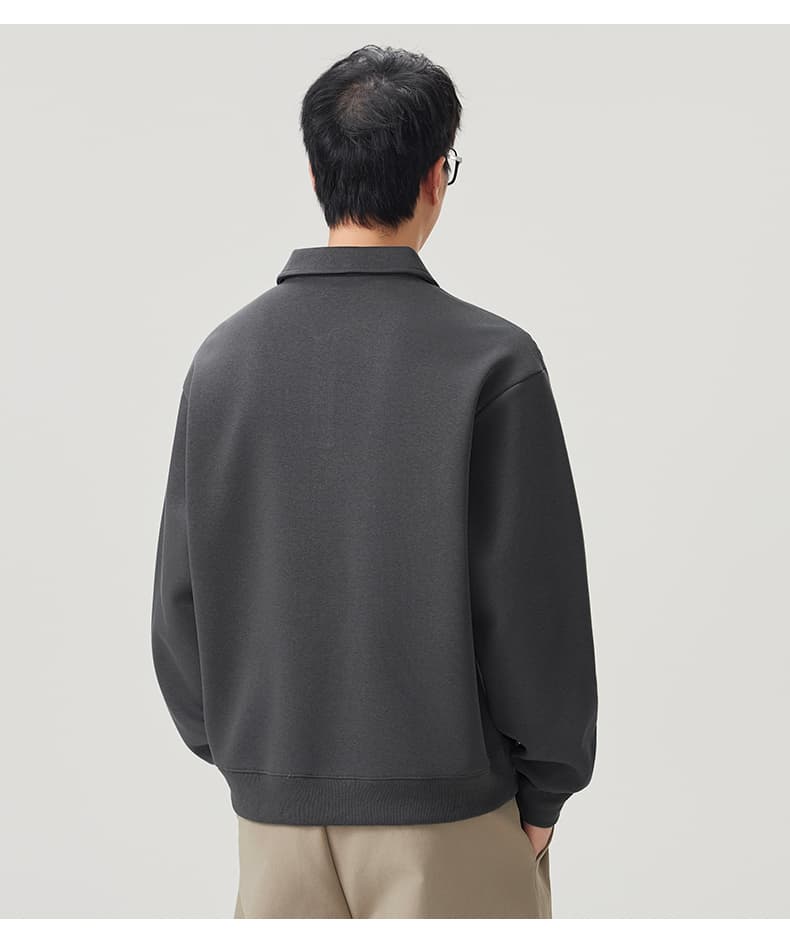 실사 2026 가을 겨울 새로운 무거운 POLO 셔츠 후드티 남자 루즈핏 다용도 폴로 칼라 티셔츠 출퇴근 맨위 상세 이미지 16